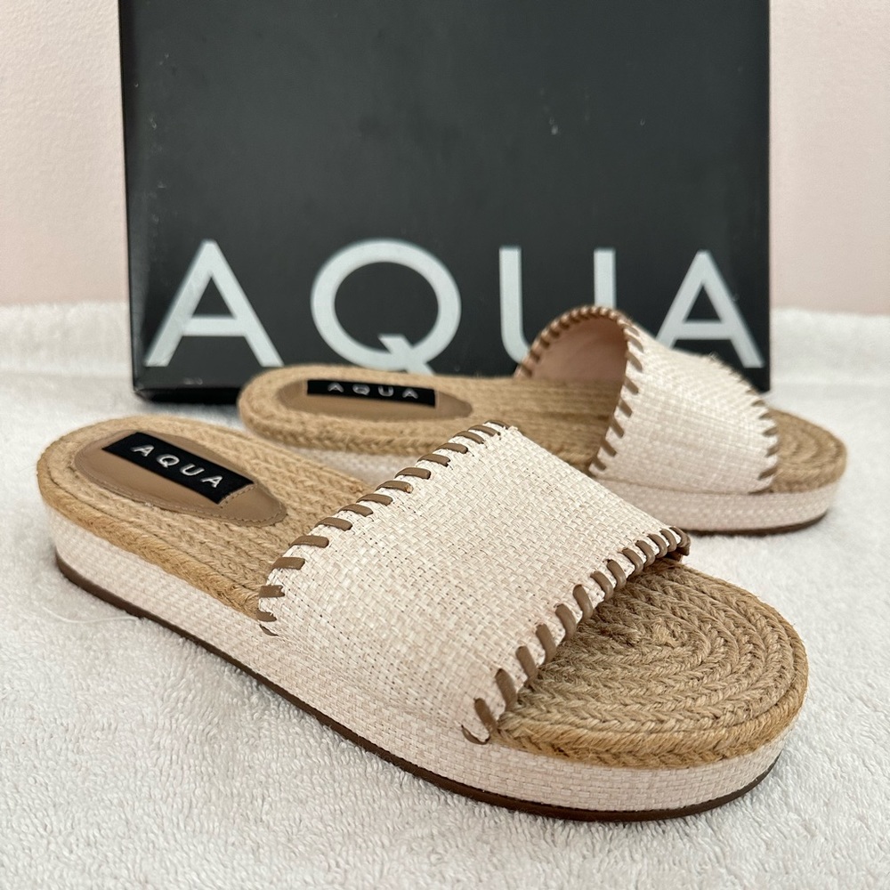 Aqua woven Espadrilles slides slip on sandals 7 B